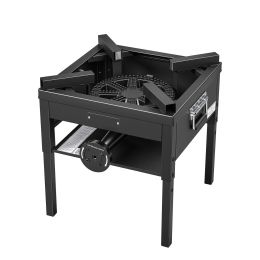 Single Burner Outdoor Propane Gas Stove, 200,000 BTU Propane LPG Gas Camping Stove, Heavy Duty Carbon Steel Outdoor Cooker