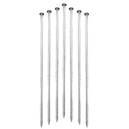 8PC 12inch Strong Fixation, Threaded Steel Ground Screws. Versatile for Pipe and Tent Fixing. Durable and Windproof.
