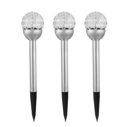 Solarek 3 Pcs Outdoor Solar Lights IP44 Waterproof Ball RGB Light Garden Decor Lamp Landscape Christmas (Option: Silver)