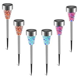 6Packs Mosaic Solar Pathway Lights IP44 Waterproof For Yard Driveway Walkway (Option: 6Pcs)