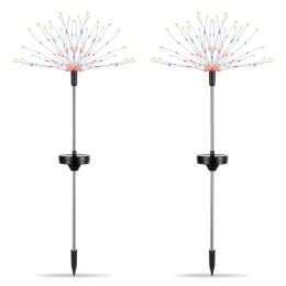 2Pcs Solar Powered Starburst Lights 240 LEDs Firework Lamp Garden Path Decor Lights For Spring Garden Decoration (Option: Colorful Lighting)