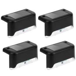 4Pcs Solar Powered LED Step Lights Outdoor Water-Resistant Dusk To Dawn Sensor Fence Lamps For Stairs Yard Railing (Option: 4Pcs)