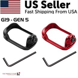 Anodized Aluminum Flared Magwell For Glock 19/17/22/24/31/34/35/37 Gen 1/2/3/4/5 (Color: Red, Model: For G19 GEN 5)