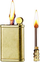 Matchstick Lighter with 2 in 1, Permanent Match Antique Kerosene Lighter (Color: Golden Knurled)