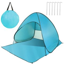 Pop Up Beach Tent Sun Shade Shelter Anti-UV Automatic Waterproof Tent Canopy for 2/3 Man w/ Net Window Storage Bag for Outdoor Beach Camping Fish (Color: Green, size: One size)
