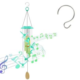 1Pc Solar Butterfly Wind Chime With Aluminum Tubes 7 Color Changing Wind Chime For Outside IP44 Waterproof Outdoor Garden Yard Decor (Option: Green Hummingbirds)