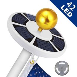42 LED Solar Flag Pole Light Adjustable Outdoor Camping Tent Light (Option: White)